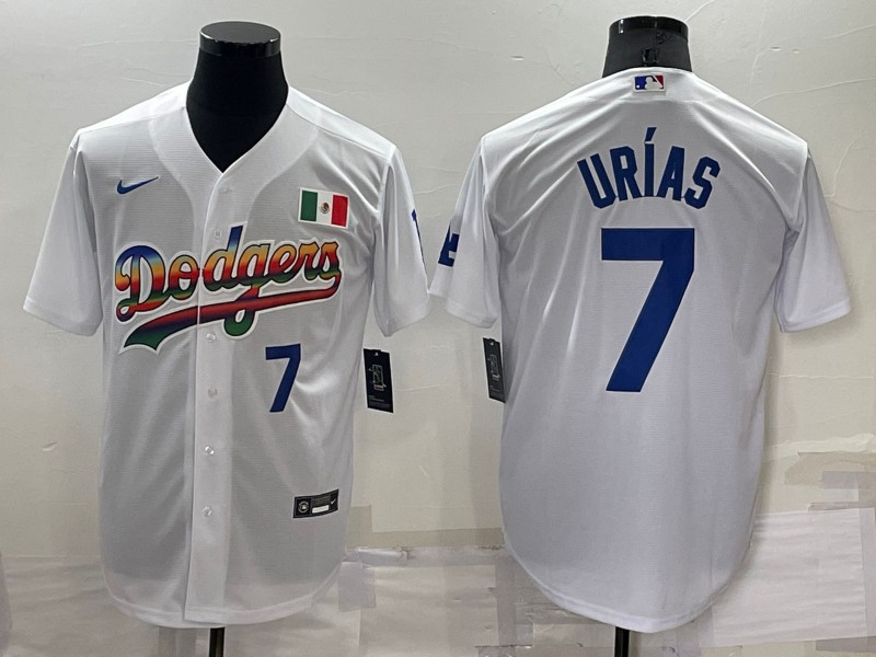 Men's White Los Angeles Dodgers #7 Julio Urias Cool Base Stitched Baseball Jersey